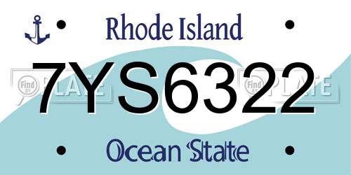 7YS6322 Rhode Island License Plate