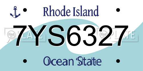 7YS6327 Rhode Island License Plate