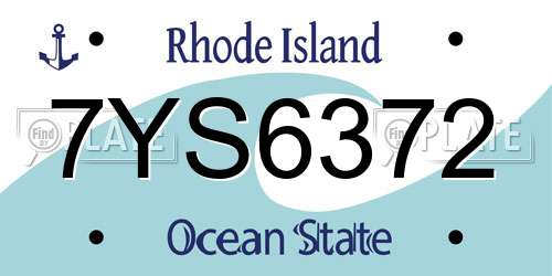 7YS6372 Rhode Island License Plate