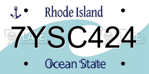 7YSC424 Rhode Island License Plate