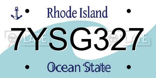 7YSG327 Rhode Island License Plate