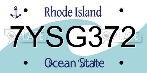7YSG372 Rhode Island License Plate