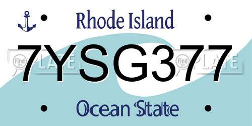 7YSG377 Rhode Island License Plate
