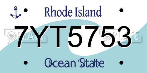 7YT5753 Rhode Island License Plate