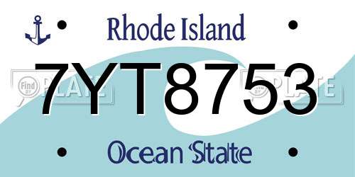 7YT8753 Rhode Island License Plate