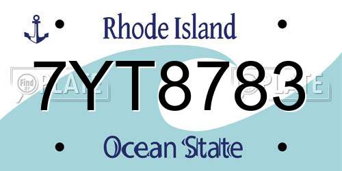 7YT8783 Rhode Island License Plate