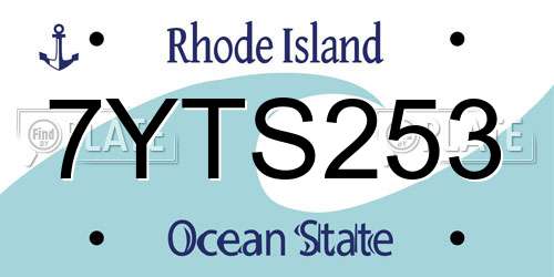 7YTS253 Rhode Island License Plate