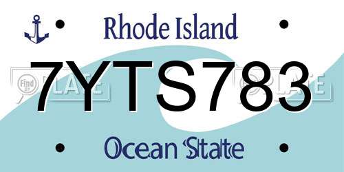 7YTS783 Rhode Island License Plate
