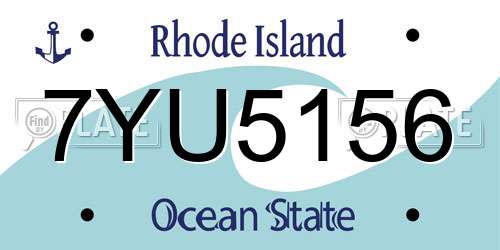7YU5156 Rhode Island License Plate