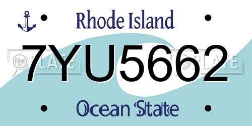 7YU5662 Rhode Island License Plate
