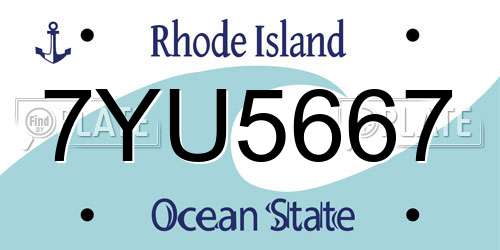 7YU5667 Rhode Island License Plate