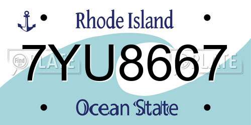 7YU8667 Rhode Island License Plate