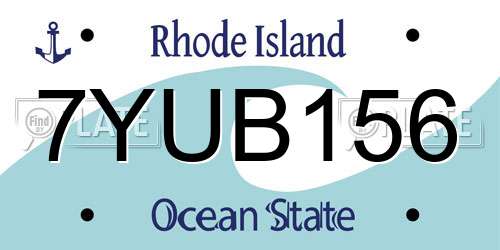 7YUB156 Rhode Island License Plate