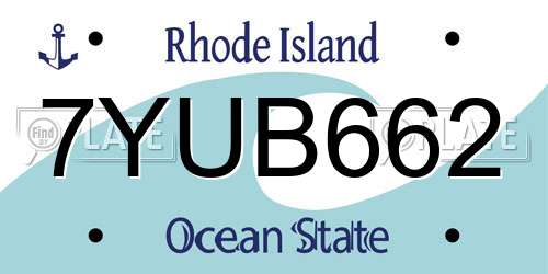 7YUB662 Rhode Island License Plate