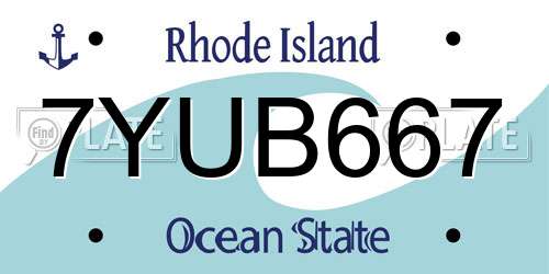 7YUB667 Rhode Island License Plate
