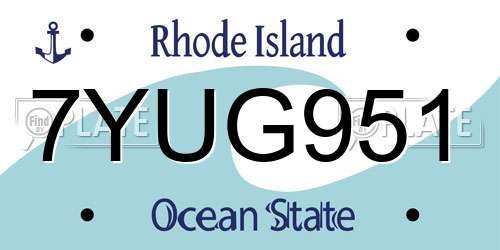 7YUG951 Rhode Island License Plate
