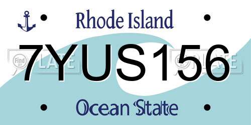 7YUS156 Rhode Island License Plate