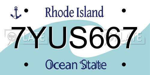 7YUS667 Rhode Island License Plate