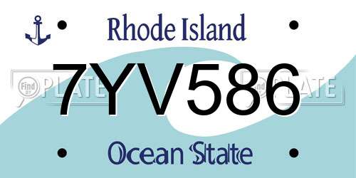 7YV586 Rhode Island License Plate
