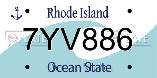 7YV886 Rhode Island License Plate