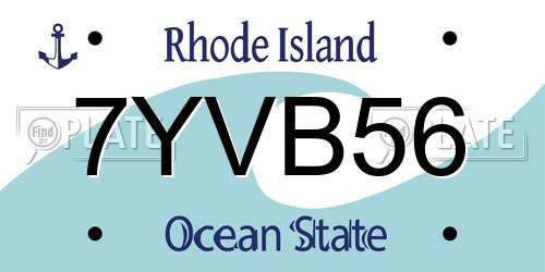 7YVB56 Rhode Island License Plate