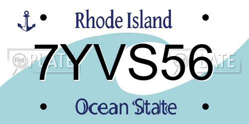 7YVS56 Rhode Island License Plate