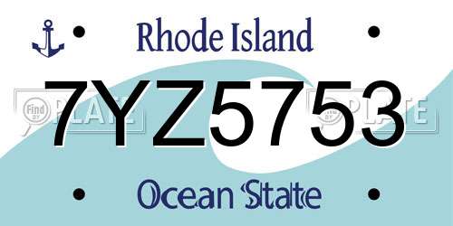 7YZ5753 Rhode Island License Plate
