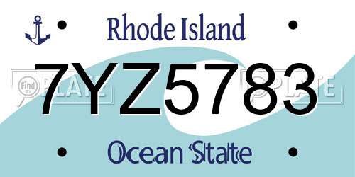 7YZ5783 Rhode Island License Plate