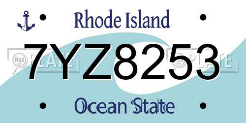 7YZ8253 Rhode Island License Plate