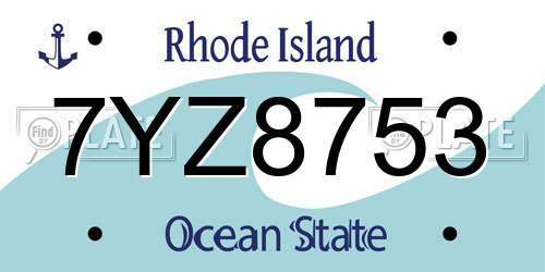 7YZ8753 Rhode Island License Plate