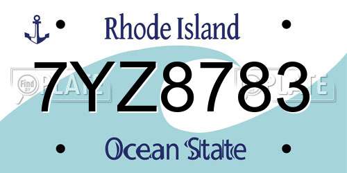7YZ8783 Rhode Island License Plate