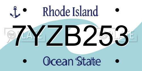7YZB253 Rhode Island License Plate