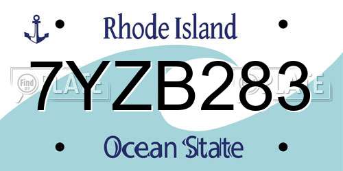 7YZB283 Rhode Island License Plate