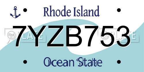 7YZB753 Rhode Island License Plate