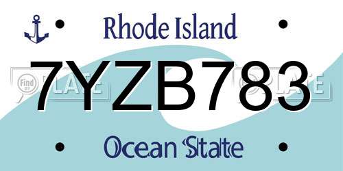 7YZB783 Rhode Island License Plate