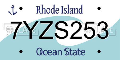 7YZS253 Rhode Island License Plate