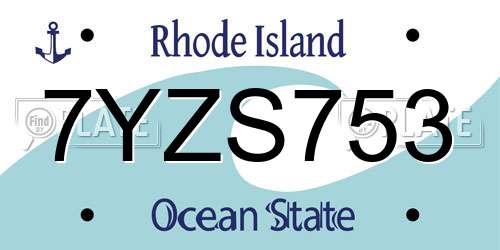7YZS753 Rhode Island License Plate