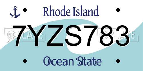 7YZS783 Rhode Island License Plate