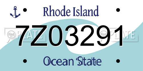 7Z03291 Rhode Island License Plate