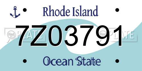 7Z03791 Rhode Island License Plate