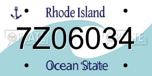 7Z06034 Rhode Island License Plate