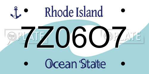 7Z06O7 Rhode Island License Plate