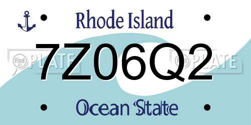 7Z06Q2 Rhode Island License Plate