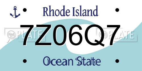 7Z06Q7 Rhode Island License Plate
