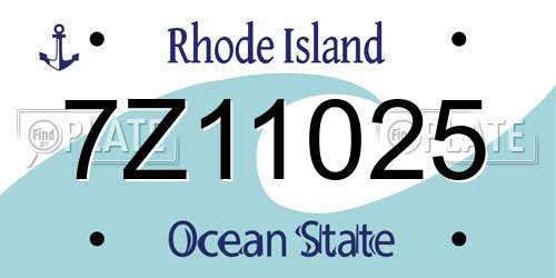 7Z11025 Rhode Island License Plate