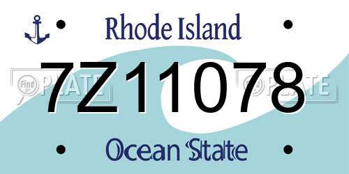 7Z11078 Rhode Island License Plate