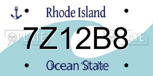 7Z12B8 Rhode Island License Plate