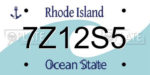 7Z12S5 Rhode Island License Plate