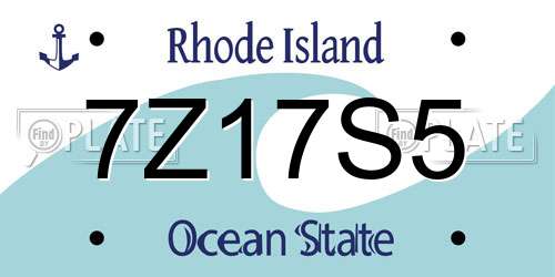 7Z17S5 Rhode Island License Plate