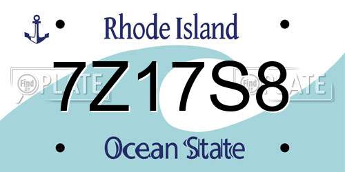 7Z17S8 Rhode Island License Plate